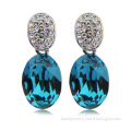 Electric blue large diamond drop earring